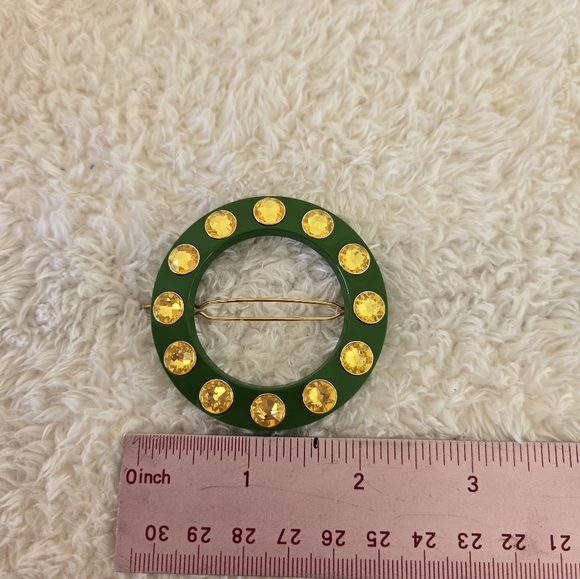 NIB Swarovski Green and Yellow Crystal Chroma Hair Clip Barette main image 3